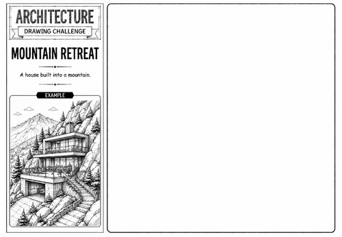 Mountain Retreat | Architecture Drawing Challenge | KS2 KS3 Art Cover Lesson | Mountain House Design