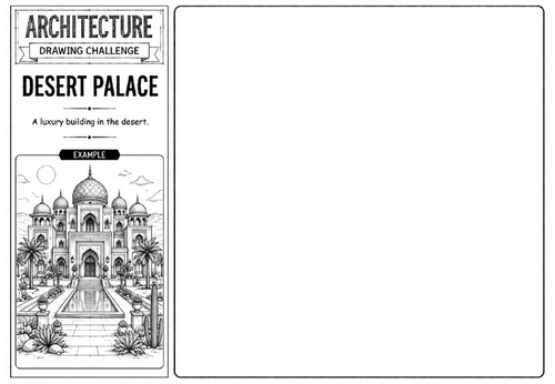 Desert Palace | Architecture Drawing Challenge | KS2 KS3 Art Cover Lesson | Palace Design Worksheet
