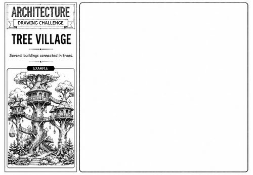 Tree Village | Architecture Drawing Challenge | KS2 KS3 Art Cover Lesson | Treehouse Village Design