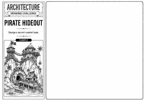 Pirate Hideout | Architecture Drawing Challenge | KS2 KS3 Art Cover Lesson | Pirate Base Design Work