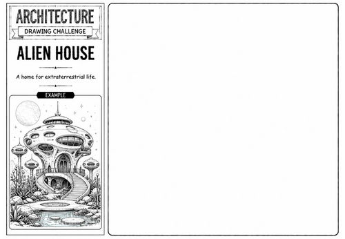 Alien House | Architecture Drawing Challenge | KS2 KS3 Art Cover Lesson | Sci-Fi House Design Worksh