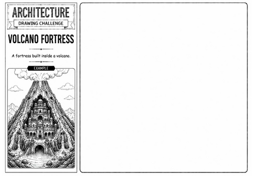 Volcano Fortress | Architecture Drawing Challenge | KS2 KS3 Art Cover Lesson | Fantasy Fortress Desi