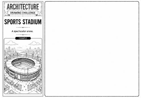 Sports Stadium | Architecture Drawing Challenge | KS2 KS3 Art Cover Lesson | Stadium Design Workshee