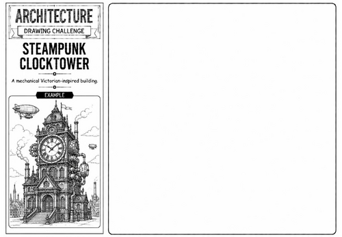 Steampunk Clocktower | Architecture Drawing Challenge | KS2 KS3 Art Cover Lesson | Steampunk Buildin