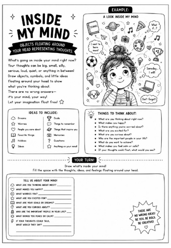 Inside My Mind Drawing Challenge Worksheet | Surrealism Art Activity | KS2 KS3 Cover Lesson | Creati