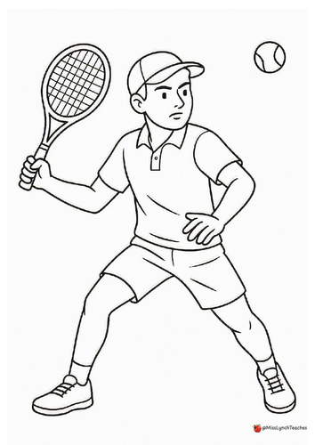 Tennis Themed Colouring Sheets