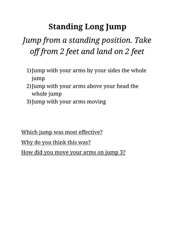 Year 7 Long Jump exploratory lesson