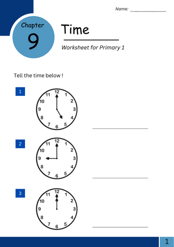 5 Pages Printable Worksheet : Time (For Kindergarten and Primary 1)