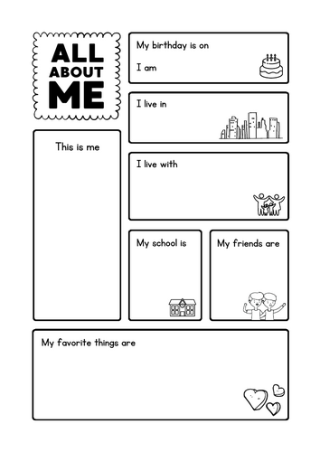 All about me worksheet