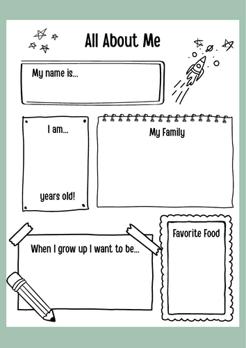 All about me worksheet foe EYFS and KS1