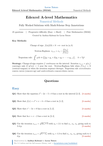 Numerical Methods | 25 Worked Examples | Edexcel A-Level Maths