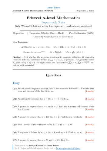 Sequences & Series | 25 Worked Examples | Edexcel A-Level Maths