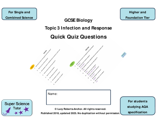 AQA Biology Quick Quiz Pathogens, Disease, Drugs, Monoclonal Antibodies