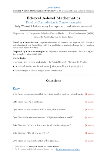 Proof by Contradiction | 25 Worked Examples | Edexcel A-Level Maths