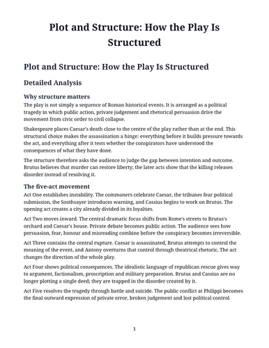 Julius Caesar - William Shakespeare – How the Play Is Structured