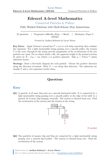 Connected Particles & Pulleys | 25 Worked Examples | Edexcel A-Level Maths