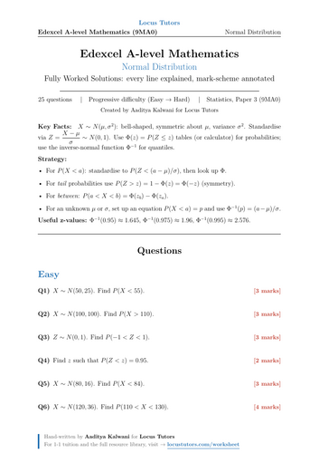 Normal Distribution | 25 Worked Examples | Edexcel A-Level Maths