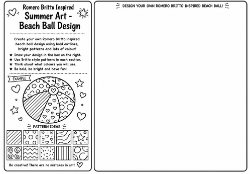 Romero Britto Inspired Summer Art – Beach Ball Design | KS2 KS3 Pop Art Drawing Worksheet | Summer C