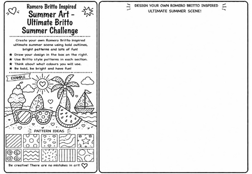 Romero Britto Inspired Summer Art – Ultimate Britto Summer Challenge | KS2 KS3 Pop Art Drawing Works