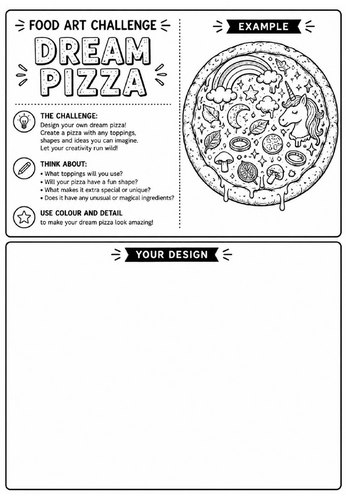 Dream Pizza | Food Art Challenge | Creative Drawing Worksheet | KS2 KS3 Art Cover Lesson