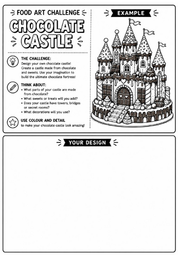 Chocolate Castle | Food Art Challenge | Creative Drawing Worksheet | KS2 KS3 Art Cover Lesson