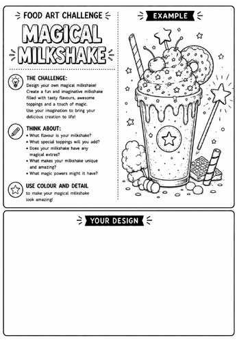 Magical Milkshake | Food Art Challenge | Creative Drawing Worksheet | KS2 KS3 Art Cover Lesson