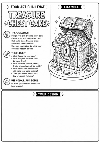 Treasure Chest Cake | Food Art Challenge | Creative Drawing Worksheet | KS2 KS3 Art Cover Lesson