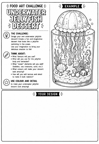 Underwater Jellyfish Dessert | Food Art Challenge | Creative Drawing Worksheet | KS2 KS3 Art Cover L