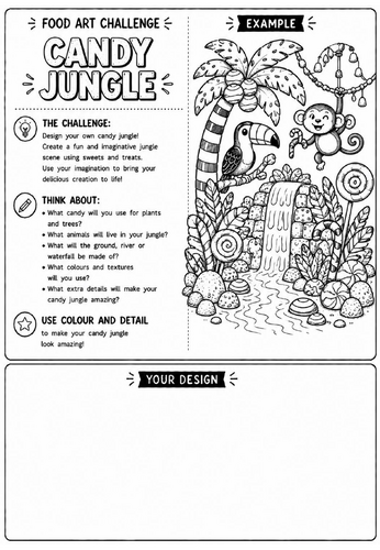 Candy Jungle | Food Art Challenge | Creative Drawing Worksheet | KS2 KS3 Art Cover Lesson
