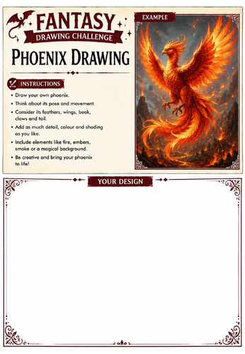 Fantasy Drawing Challenge | Phoenix Drawing | KS3 Art Cover Lesson | Mythical Creature Drawing Works