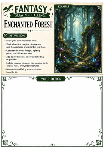 Fantasy Drawing Challenge | Enchanted Forest | KS3 Art Cover Lesson | Fantasy Landscape Drawing Work