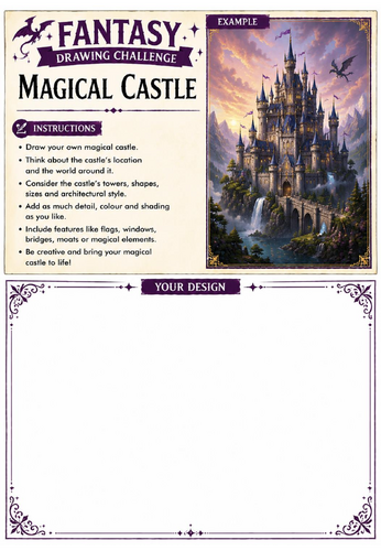 Fantasy Drawing Challenge | Magical Castle | KS3 Art Cover Lesson | Fantasy Architecture Drawing Wor