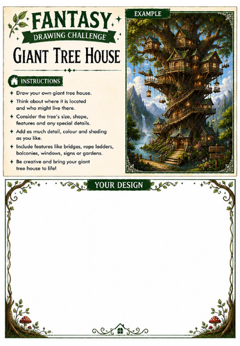 Fantasy Drawing Challenge | Giant Tree House | KS3 Art Cover Lesson | Fantasy Architecture Drawing W
