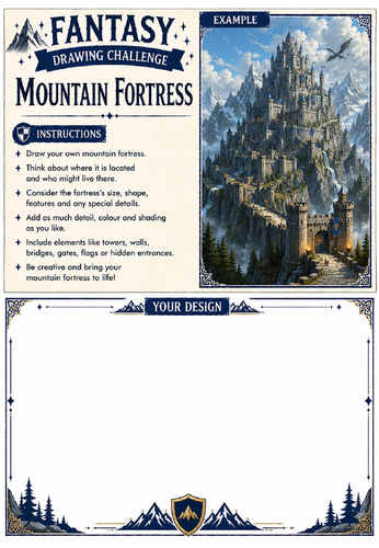 Fantasy Drawing Challenge | Mountain Fortress | KS3 Art Cover Lesson | Fantasy Architecture Drawing