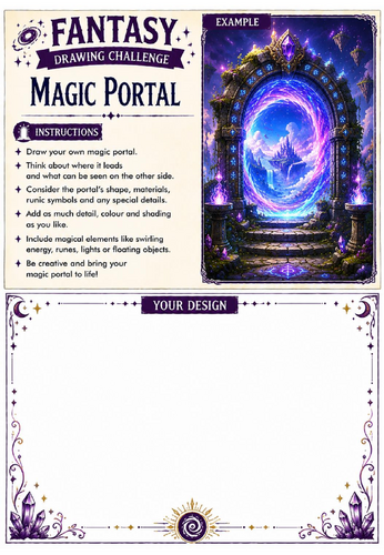 Fantasy Drawing Challenge | Magic Portal | KS3 Art Cover Lesson | Fantasy Drawing Worksheet
