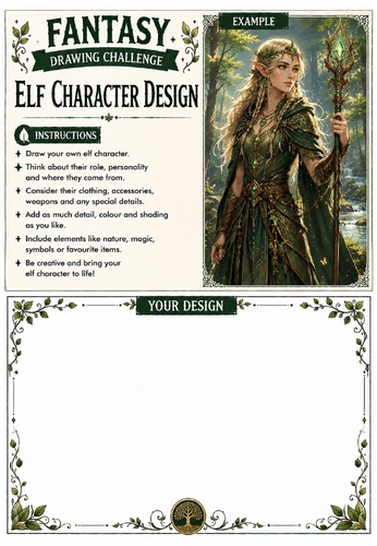 Fantasy Drawing Challenge | Elf Character Design | KS3 Art Cover Lesson | Fantasy Character Drawing