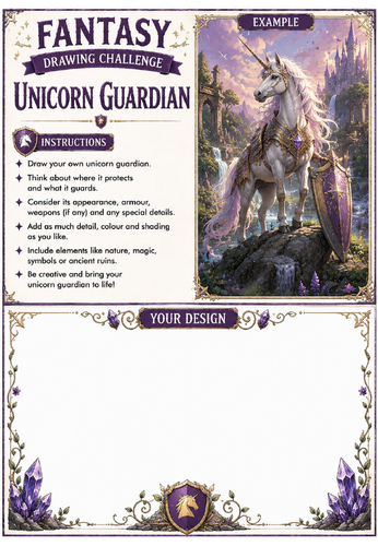 Fantasy Drawing Challenge | Unicorn Guardian | KS3 Art Cover Lesson | Fantasy Creature Drawing Works