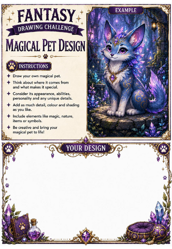 Fantasy Drawing Challenge | Magical Pet Design | KS3 Art Cover Lesson | Fantasy Creature Drawing Wor