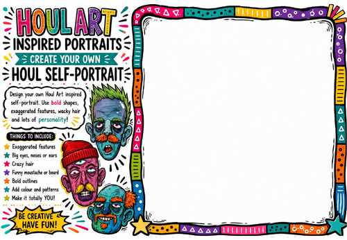 Houl Art Inspired Portraits | Create Your Own Houl Self Portrait | KS2 KS3 Character Design Workshee