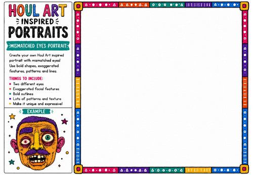 Houl Art Inspired Portraits | Mismatched Eyes Portrait Drawing Activity | KS2 KS3