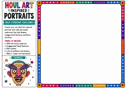Houl Art Inspired Portraits | Wild Eyebrows Challenge | KS2 KS3 Portrait Worksheet