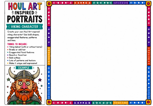 Houl Art Inspired Portraits | Viking Character Portrait Activity | KS2 KS3