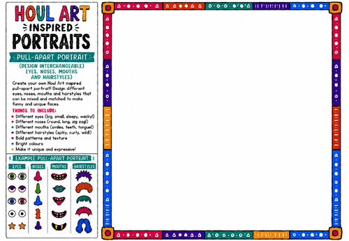 Houl Art Inspired Portraits | Pull Apart Portrait Character Creator | KS2 KS3 Art Activity