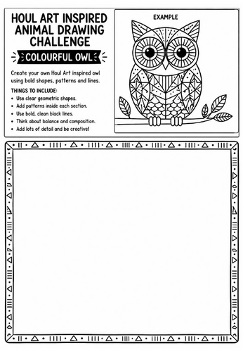 **Houl Art Inspired Self-Portrait Worksheet | KS2 KS3 Portrait Drawing Activity | Artist Inspired Ch