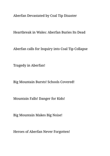 Aberfan (News letter article)