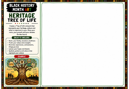 Black History Month Art: Heritage Tree of Life Worksheet
