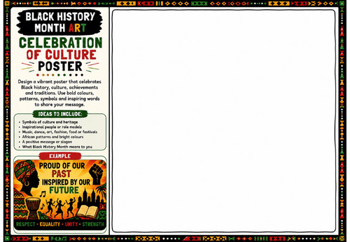 Black History Month Art: Celebration of Culture Poster Worksheet