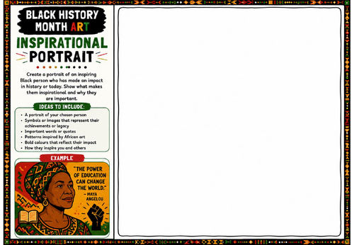 Black History Month Art: Inspirational Portrait Worksheet