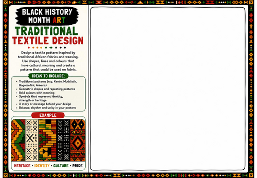 Black History Month Art: Traditional Textile Design Worksheet