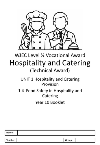 Hospitality and Catering 1.4 Work Booklet or Revision Booklet